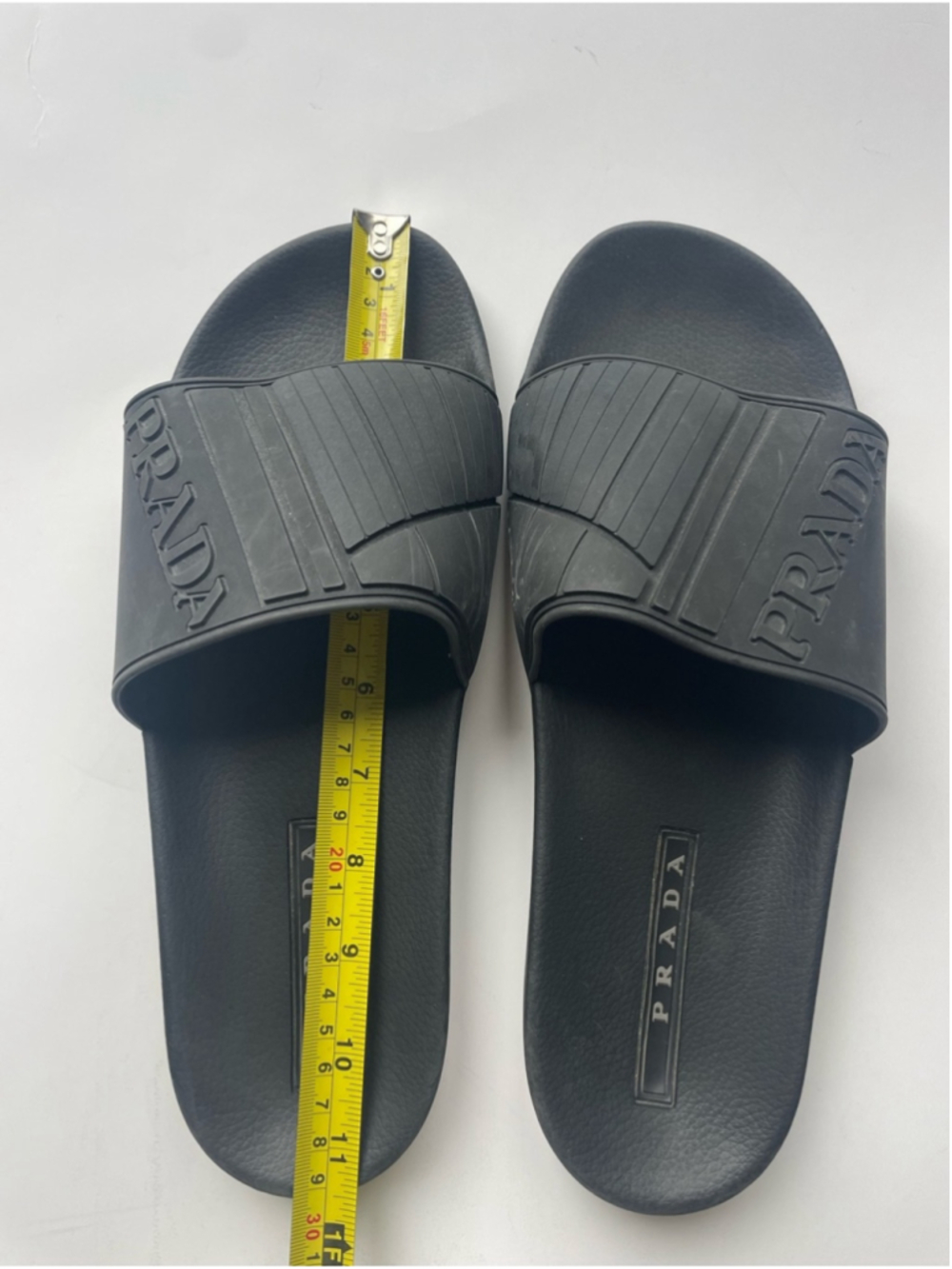 Prada Black Embossed Logo Rubber Slides sandals - Picture 4 of 6